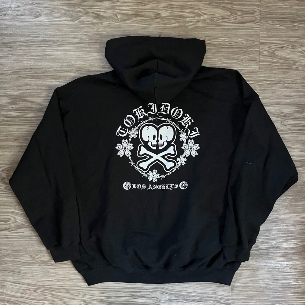 Tokidoki Chrome Hearts Inspo Los Angeles Skull Crossbones Hoodie Black Mens XL
